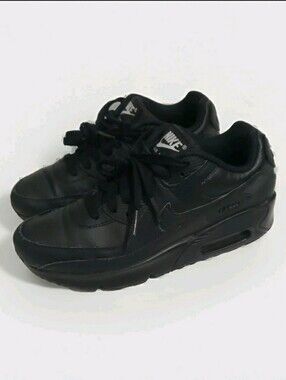 Nike Air Max 90 LTR GS Triple Black Kids 4.5Y Women 6 CD6864-001 Well Maintained